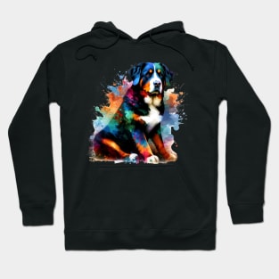 Vibrant Splash Art Entlebucher Mountain Dog Portrait Hoodie